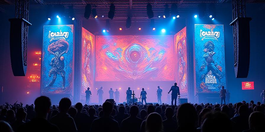 Escenografía mural para festival hip hop en Santiago